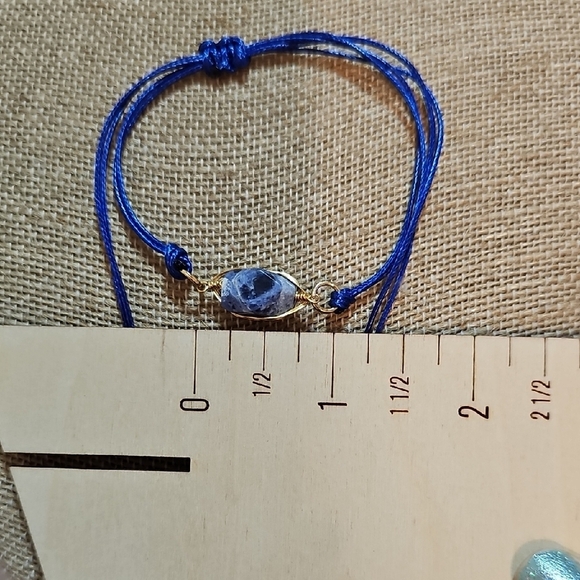 Lapis Lazuli Blue And Gold Adjustable Bracelet. - Picture 2 of 2